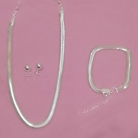 Conjunto lacraia folheado prata